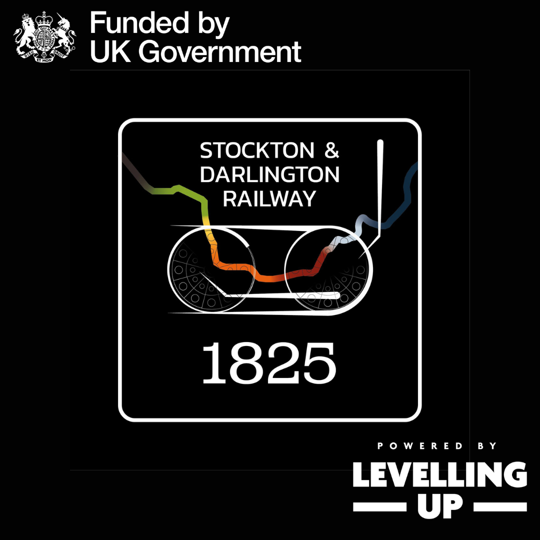 Stockton and Darlington Railway 1825 logo including Levelling Up Logo