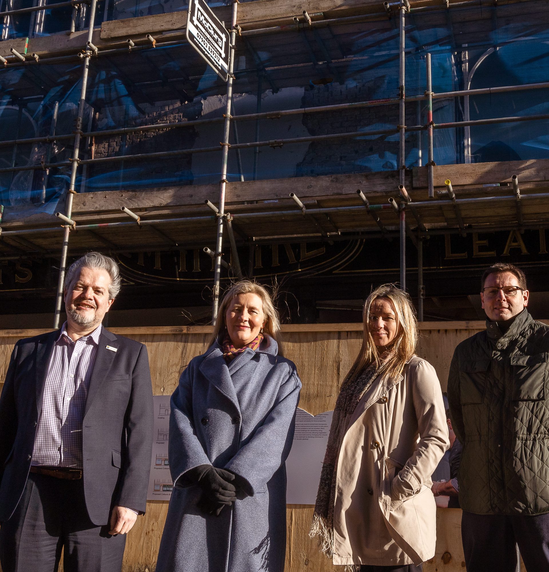 Jules Brown of Historic England, Natalie Davison-Terranova, Principal and Chief Executive of Bishop Auckland College, Kathryn Watson of Regeneration at DCC, Bryan Harris, Senior Conservation Officer on Newgate Street, Bishop Auckland.