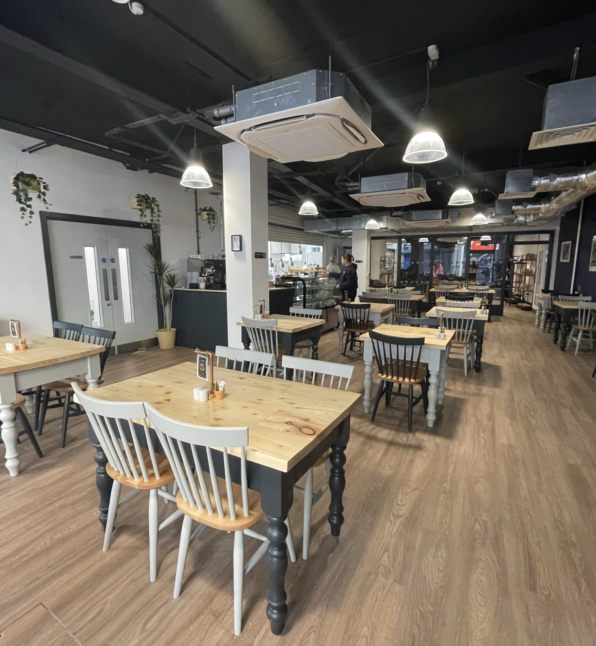 Café area inside McIntyers showing tables and chairs
