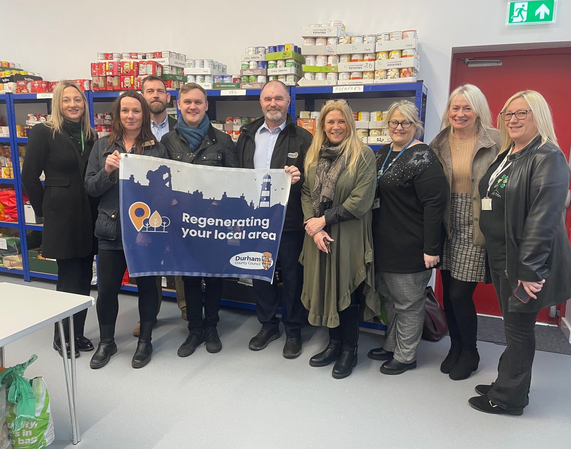 Durham County Council’s community economic development team and Bishop Auckland and Shildon Area Action Partnership with Cllrs Howey and Hunt in the new extension.