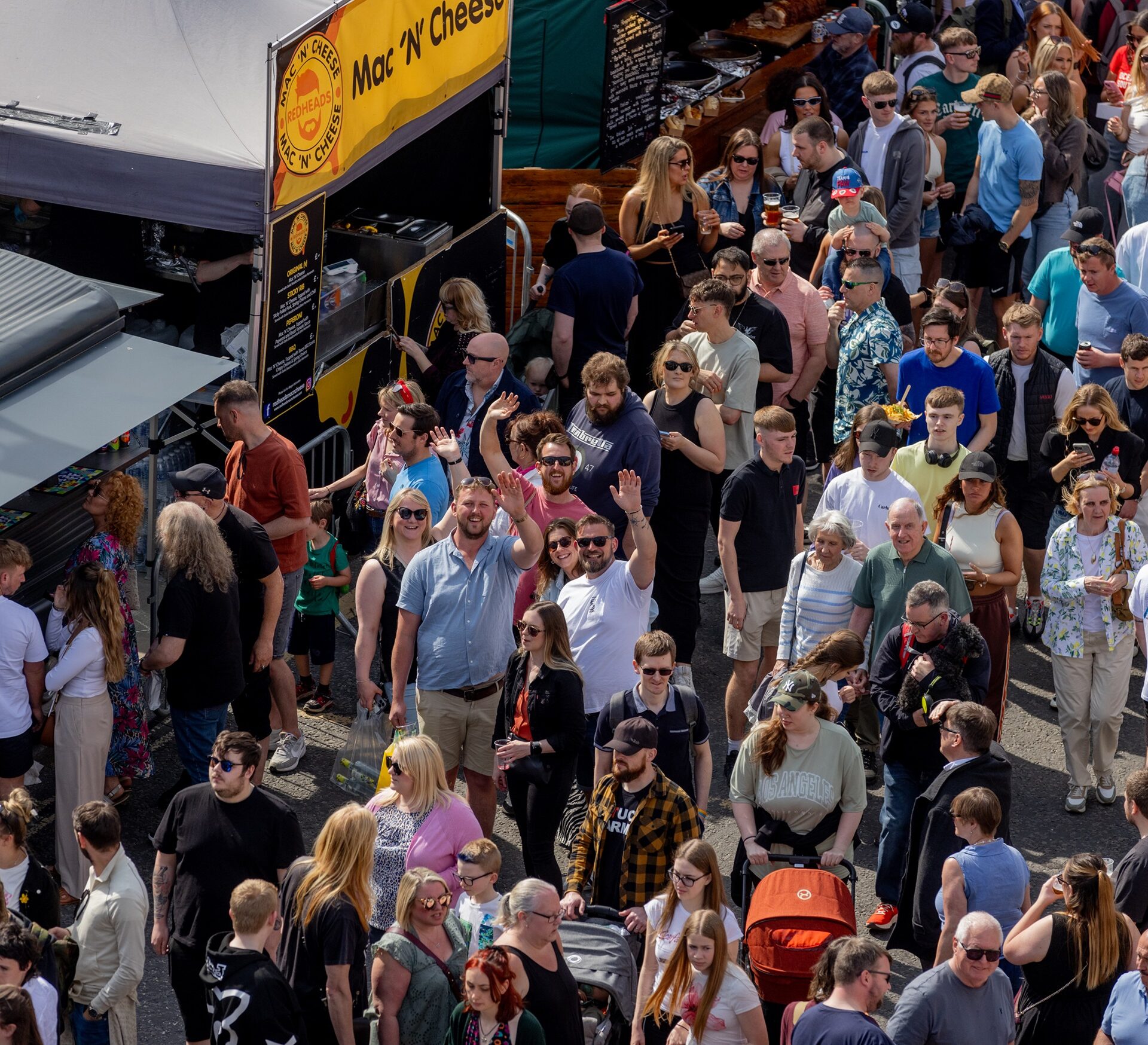 Aerial view of crowds at Bishop Auckland Food Festival