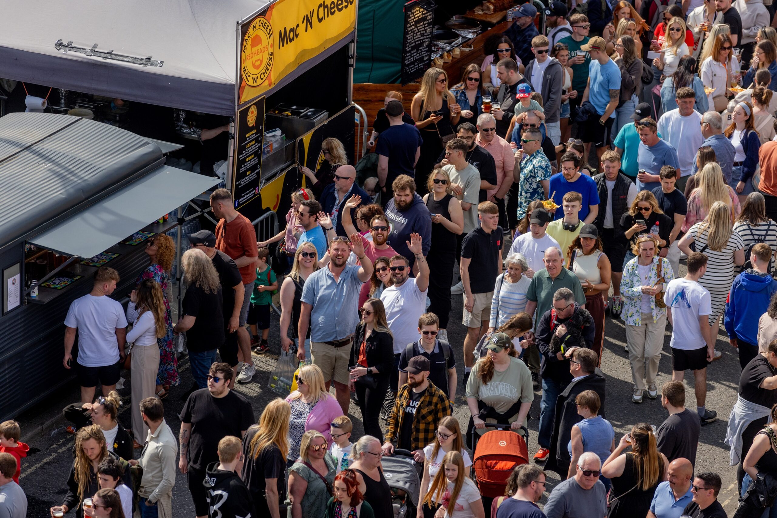 Aerial view of crowds at Bishop Auckland Food Festival